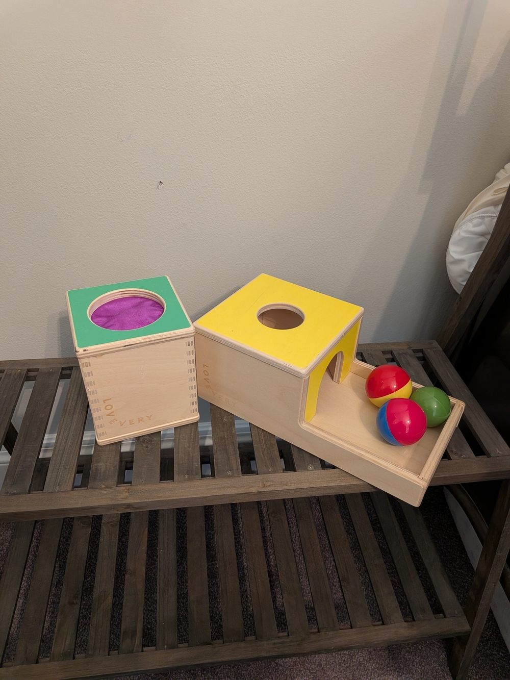 Lovevery Toys!  Wooden Ball Drop & Wooden Tissue Box